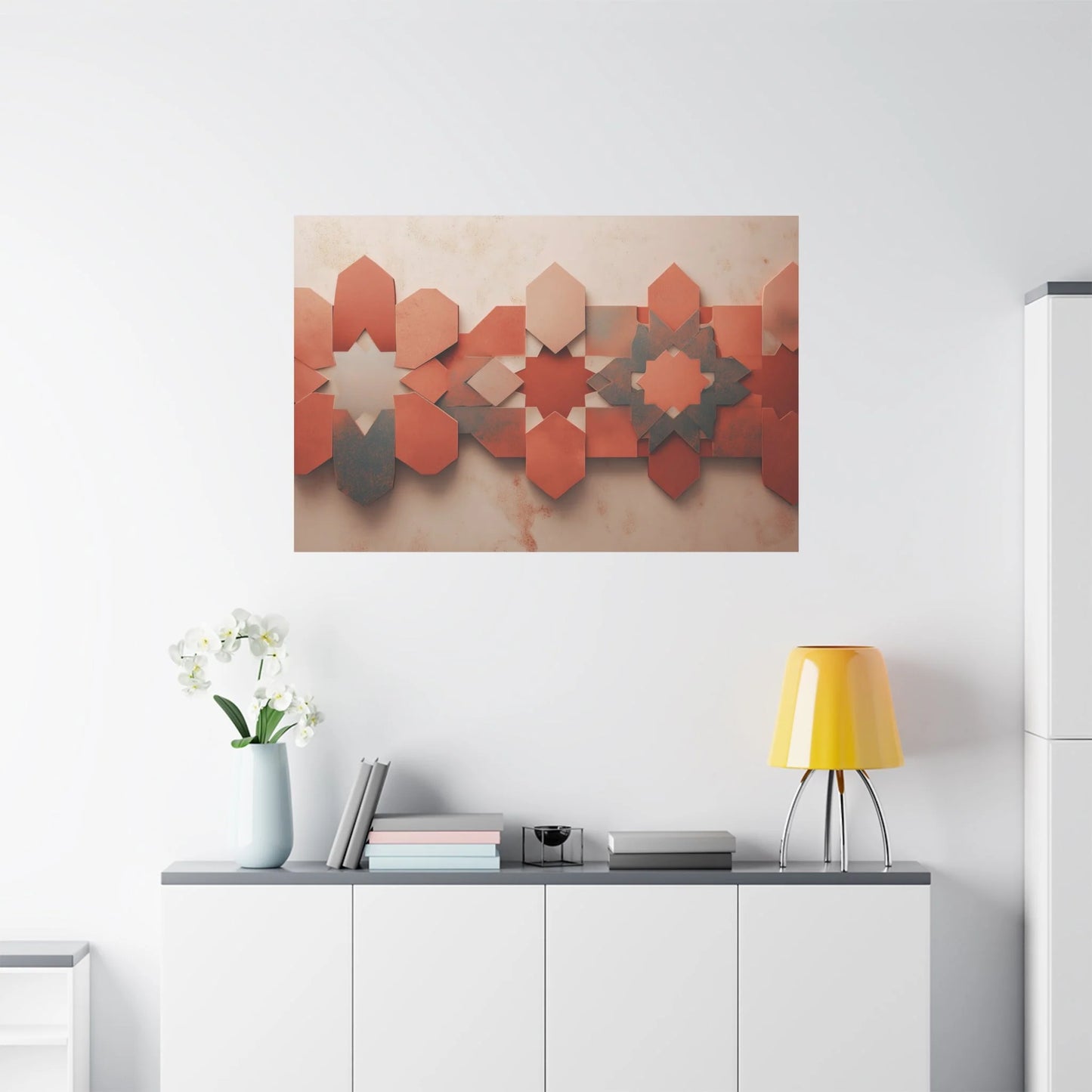 Tableau décoration murale terracotta — zellige format horizontal