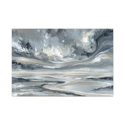 Tableau Argenté gris esprit peinture romantique nordique