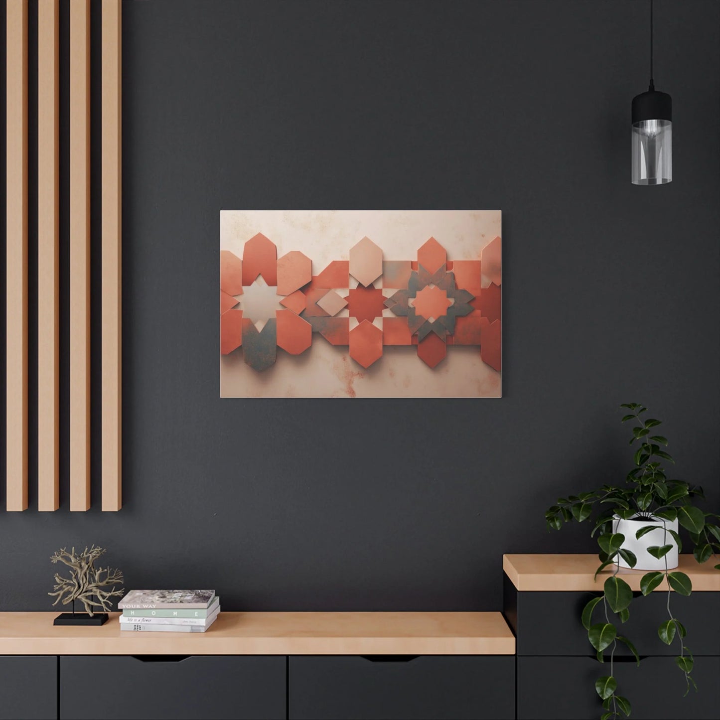 Tableau tableau zellige XXL — point focal d'un couloir