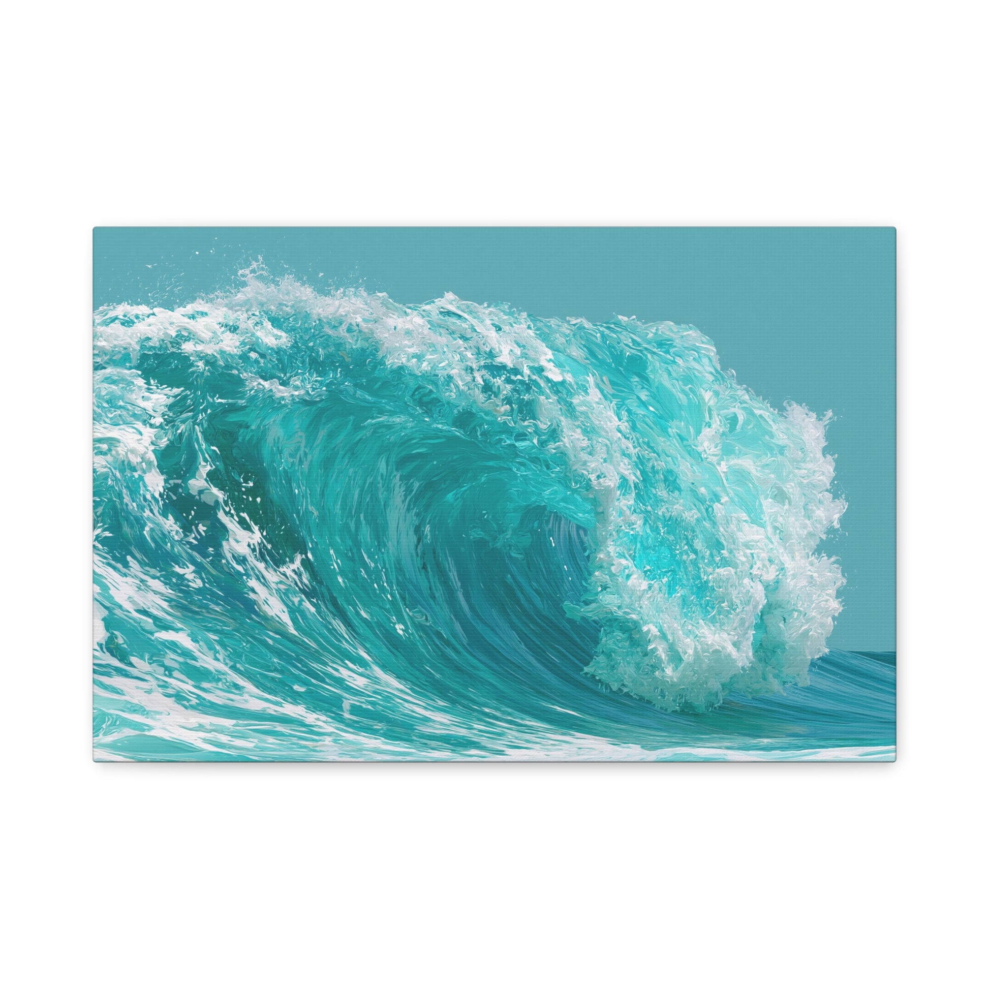 Grande vague turquoise graphique avec rouleau et ecume blanche - Art Virtuoso - vue 1/20