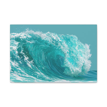 Grande vague turquoise graphique avec rouleau et ecume blanche - Art Virtuoso - vue 1/20