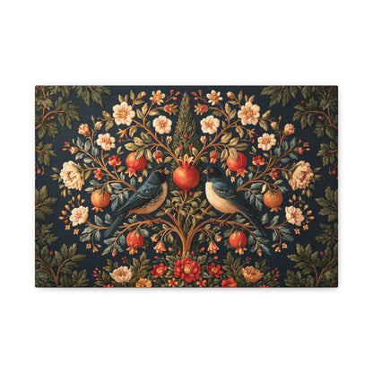 Tableau Arbre de Vie Persan aux Oiseaux, un arbre fleuri chargé de grenades et habité par des oiseaux, format S - Art Virtuoso