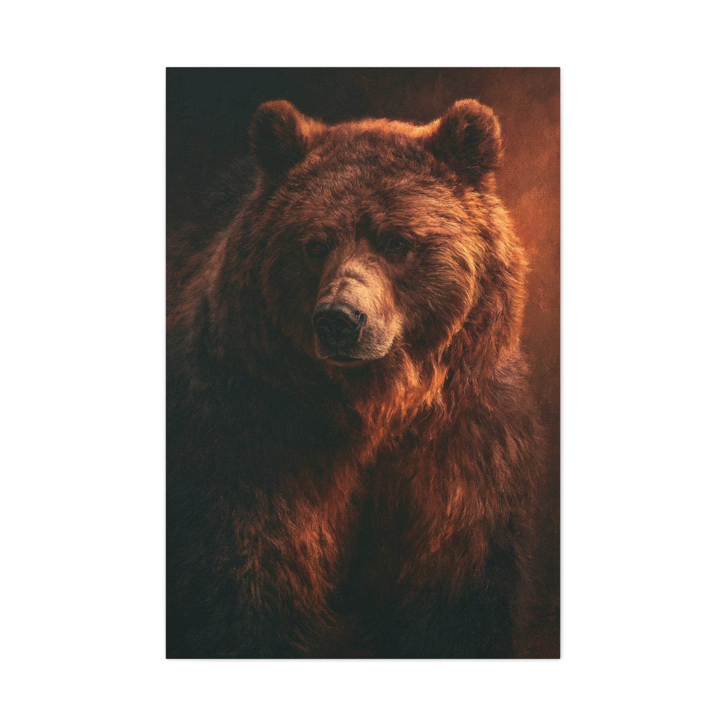 Tableau Ours Brun Peinture Huile - Matière Fauve - format XXL