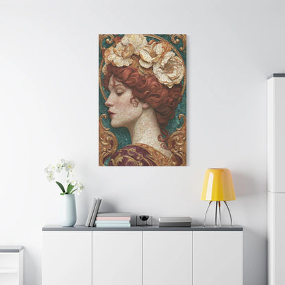 Tableau en Mosaïque Art Nouveau Femme Fleurie - Couronne Mucha - vue mur grande hauteur