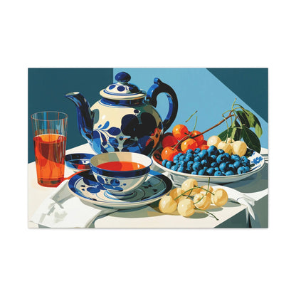 Tableau Nature Morte Porcelaine Delft Bleu Indigo - Silence de Faïence - ambiance bureau créatif