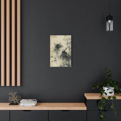 Tableau Loup Sumi-e - Encre du Mont Fuji - décor pièce à vivre lumineuse