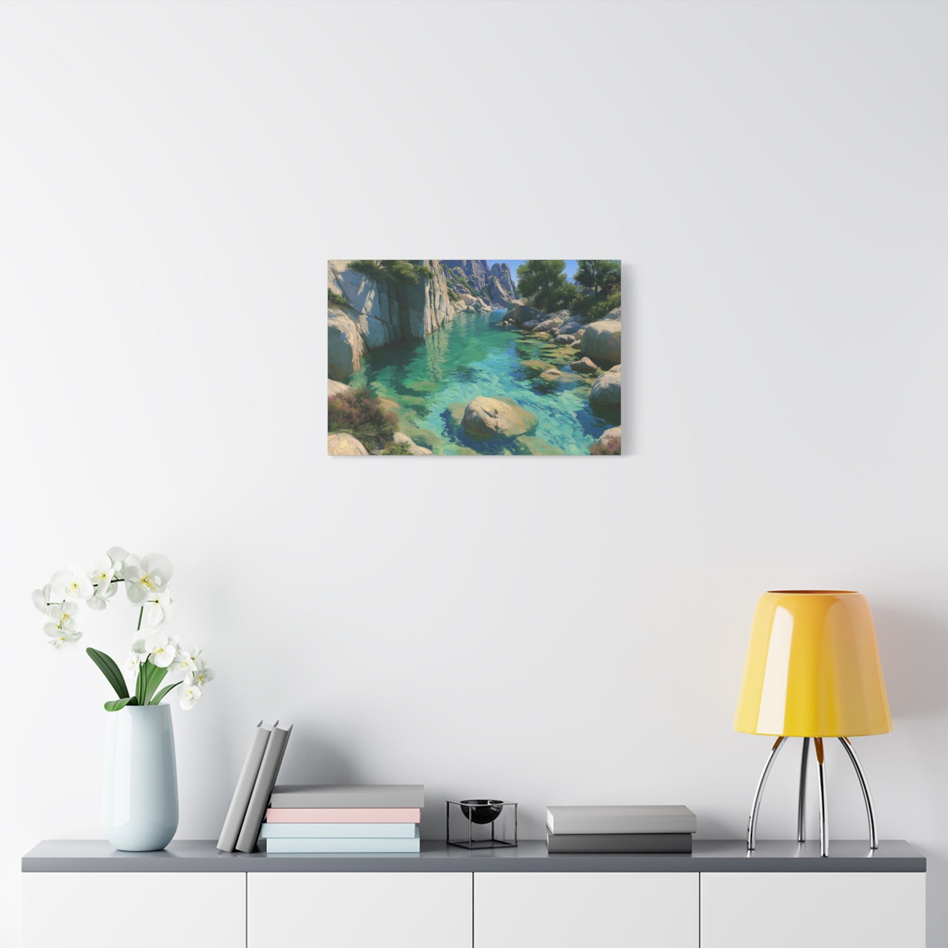 Calanque corse avec eau turquoise transparente et falaises rocheuses - Art Virtuoso - vue 10/20