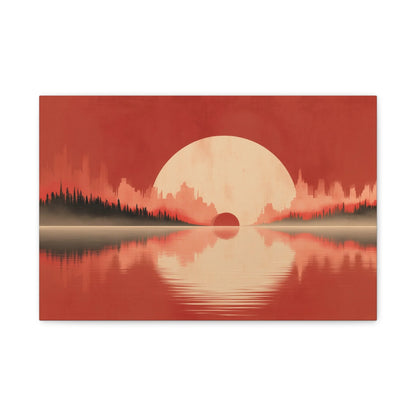 Tableau Horizon Marin Abstrait Terracotta - Aube sur la Forêt