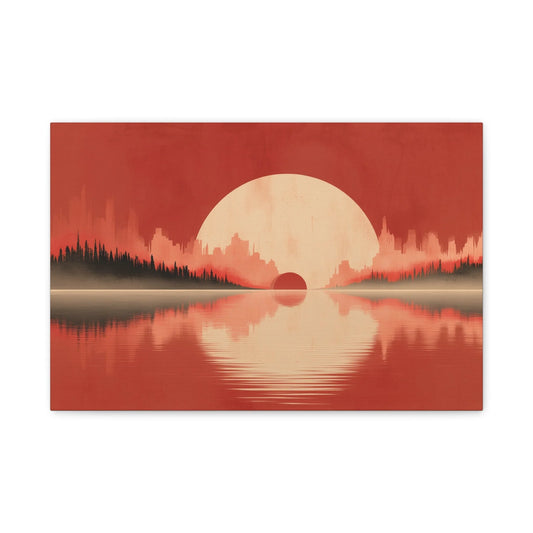 Tableau Horizon Marin Abstrait Terracotta - Aube sur la Forêt