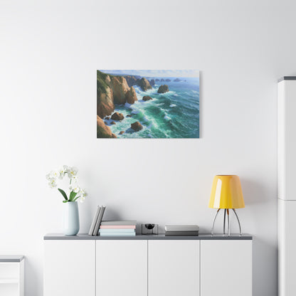 Cote emeraude avec falaises rochers et vagues vertes ecumeuses - Art Virtuoso - vue 16/20