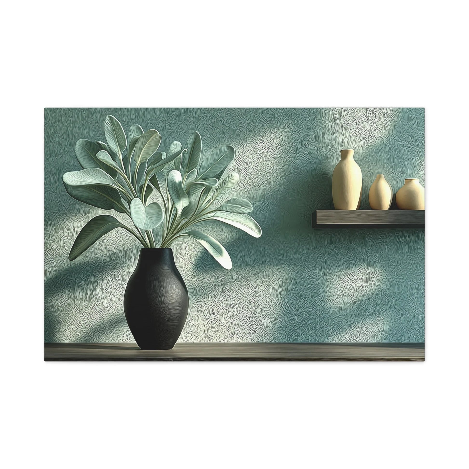 Tableau Feuilles sauge vert sauge bas-relief sculptural