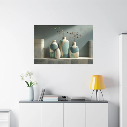 Tableau Décoration vert sauge dans un salon contemporain
