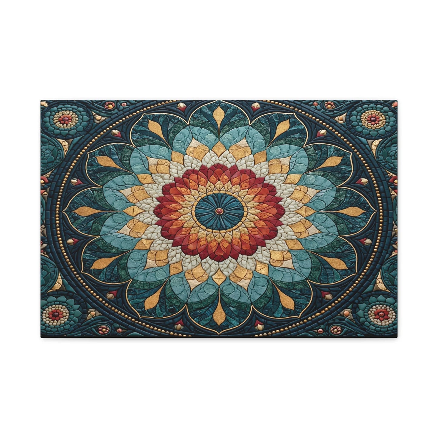 Tableau en Mosaïque Rosace Cathédrale Moderne - Verre en Éclats - vue mur blanc minimaliste