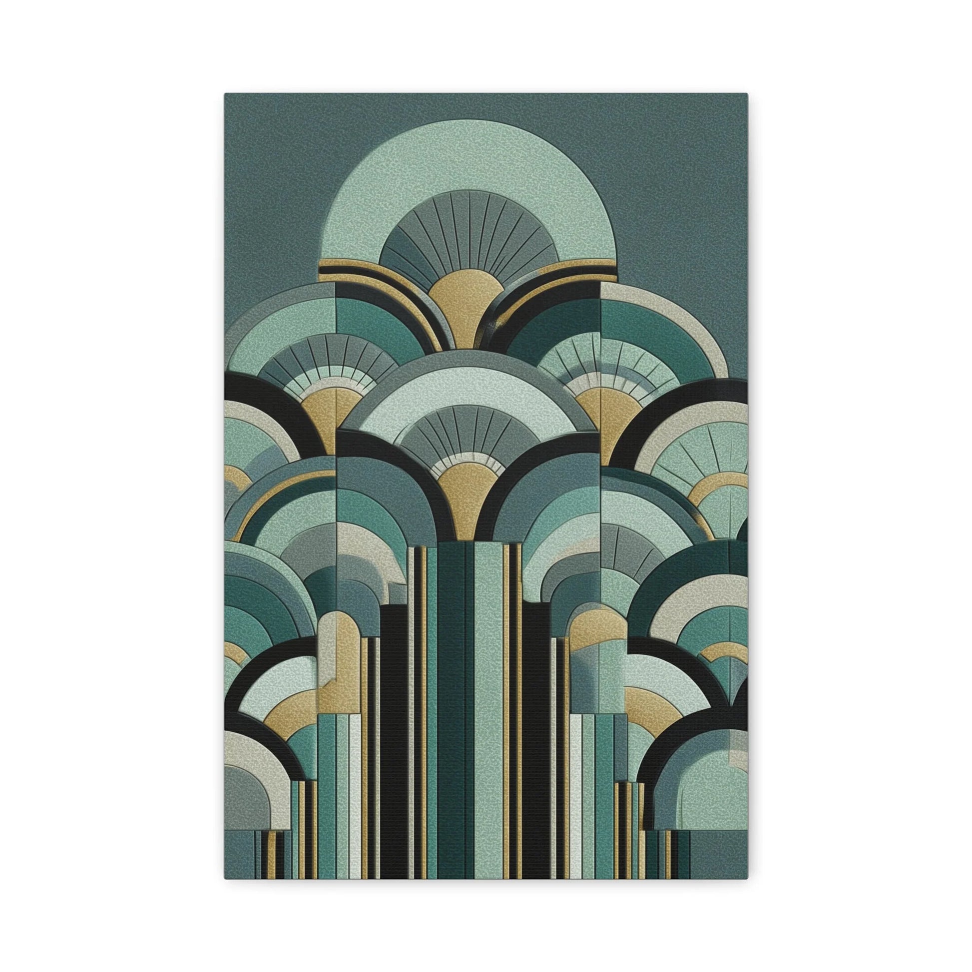 Tableau Art Déco Vert Sauge - Éventails du Jazz Age