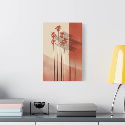 Tableau tableau tropical vertical terracotta — silhouettes élancées