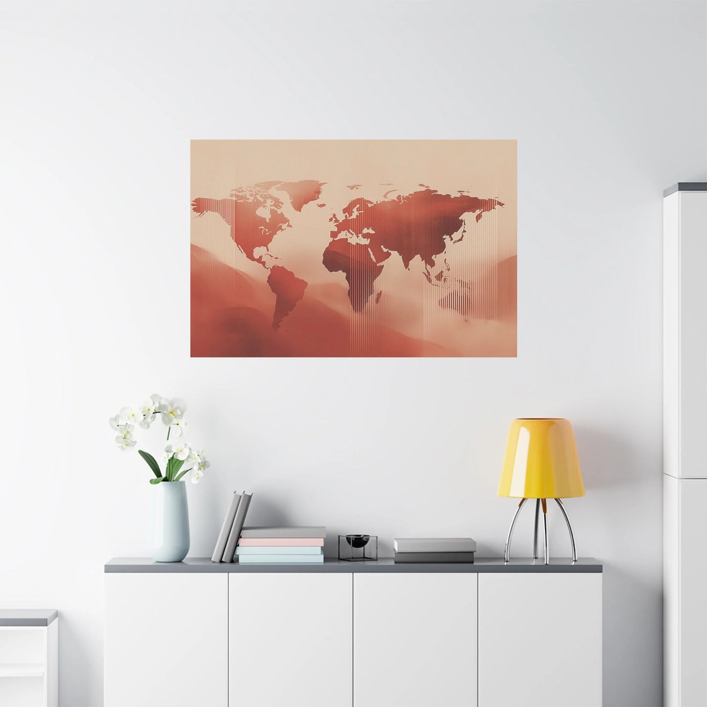 Tableau décoration murale terracotta — carte du monde format horizontal