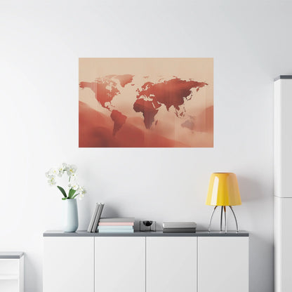 Tableau décoration murale terracotta — carte du monde format horizontal