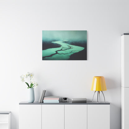 Tableau Tableau rivière vert sauge ambiance contemporaine