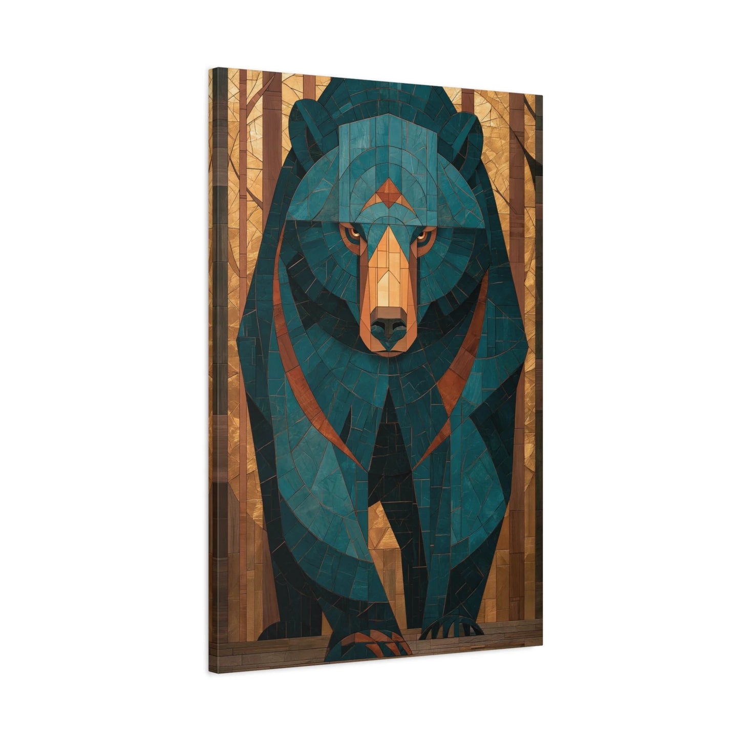 Tableau en Mosaïque Ours Brun Forêt - Gardien Byzantine - décor mural panoramique