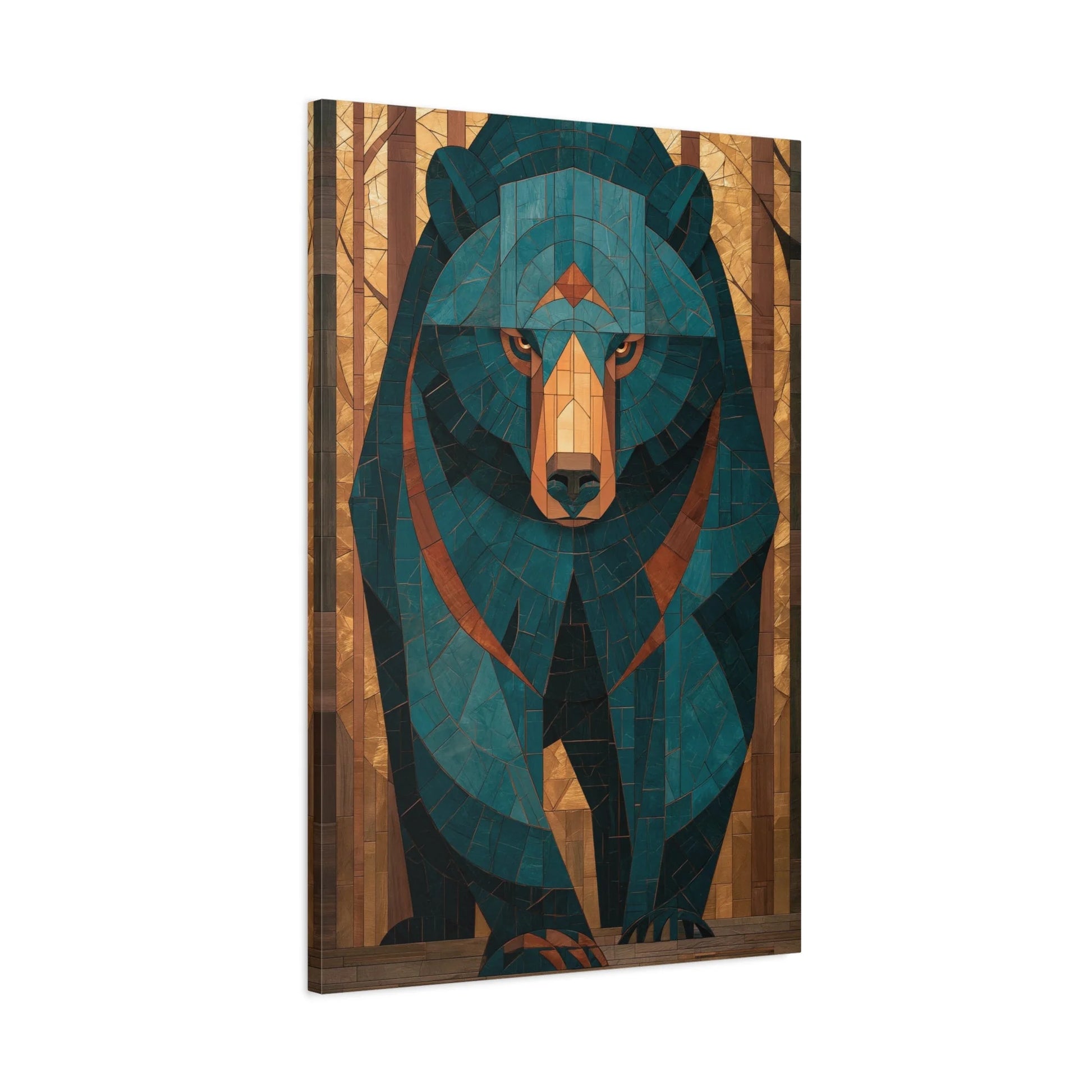 Tableau en Mosaïque Ours Brun Forêt - Gardien Byzantine - décor mural panoramique