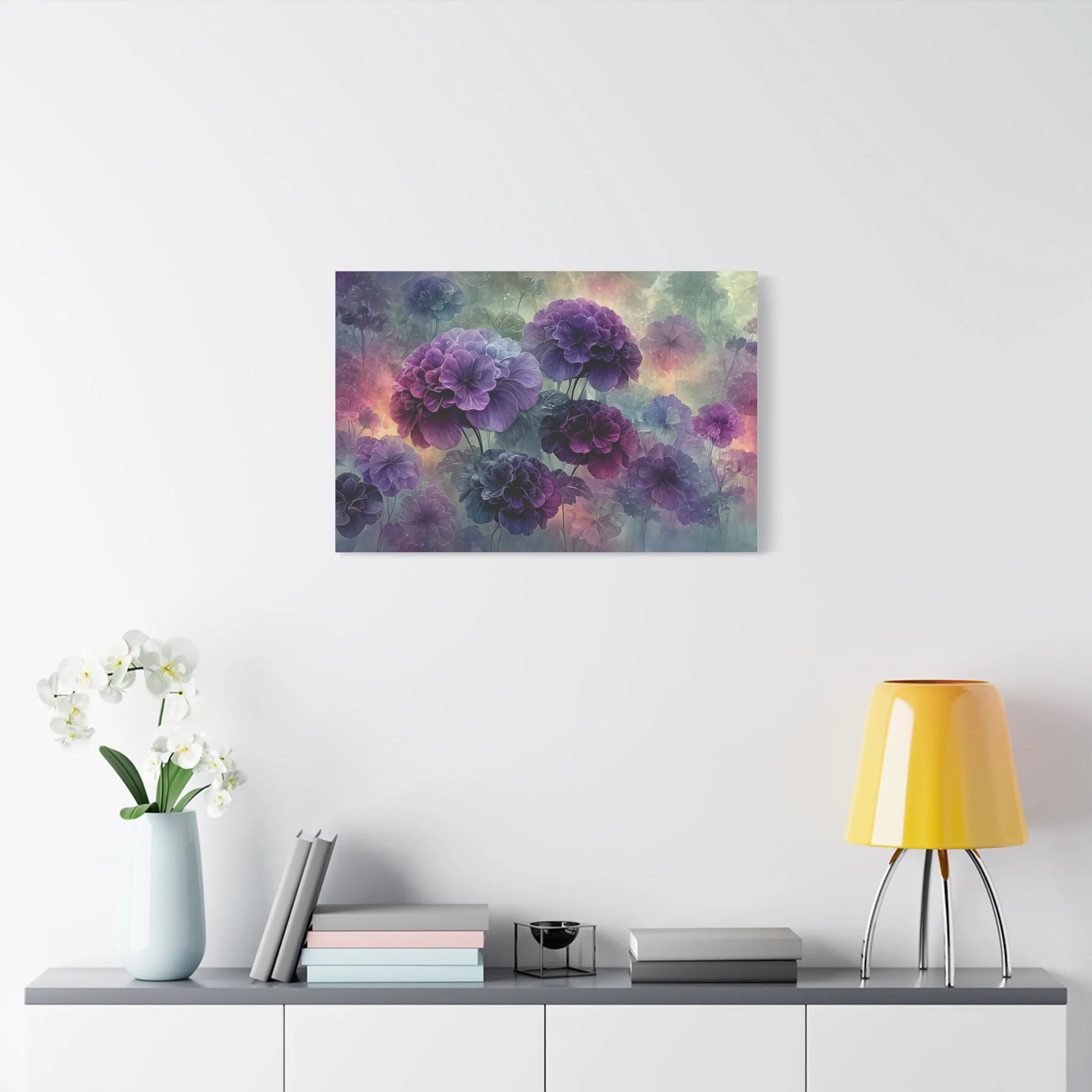 Tableau Hortensia violet format horizontal mur d'envergure