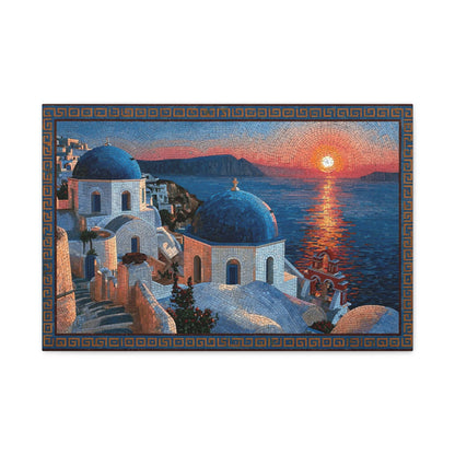 Tableau en Mosaïque Santorini Cyclades - Vestige Égéen - vue mur blanc minimaliste