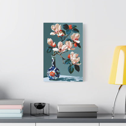 Tableau Nature Morte Magnolia Japonais - Branche en Silence - décor salon contemporain bois