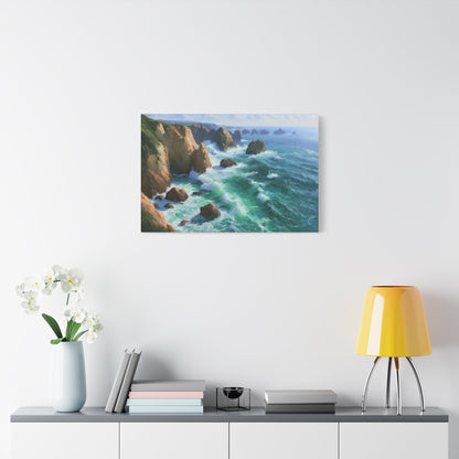 Cote emeraude avec falaises rochers et vagues vertes ecumeuses - Art Virtuoso - vue 13/20