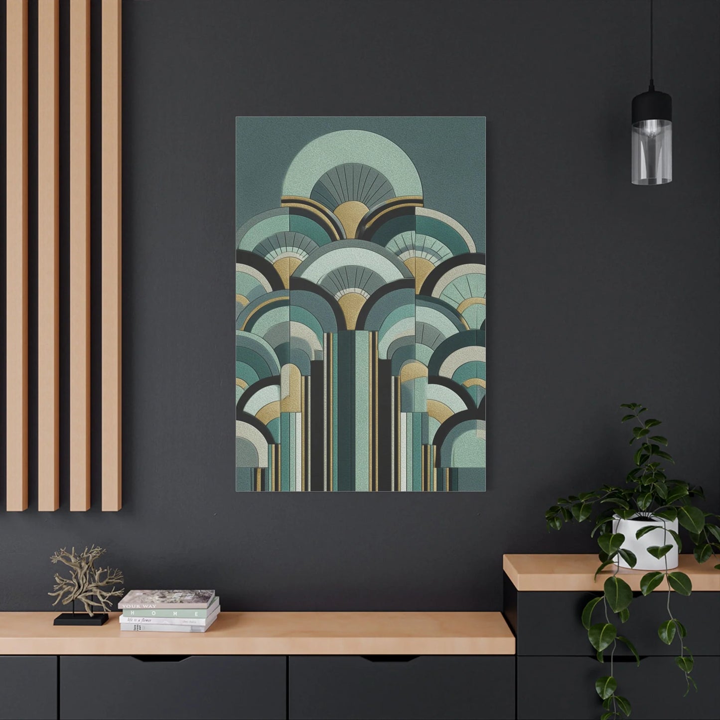 Tableau Art Déco Vert Sauge - Éventails du Jazz Age — Art Virtuoso