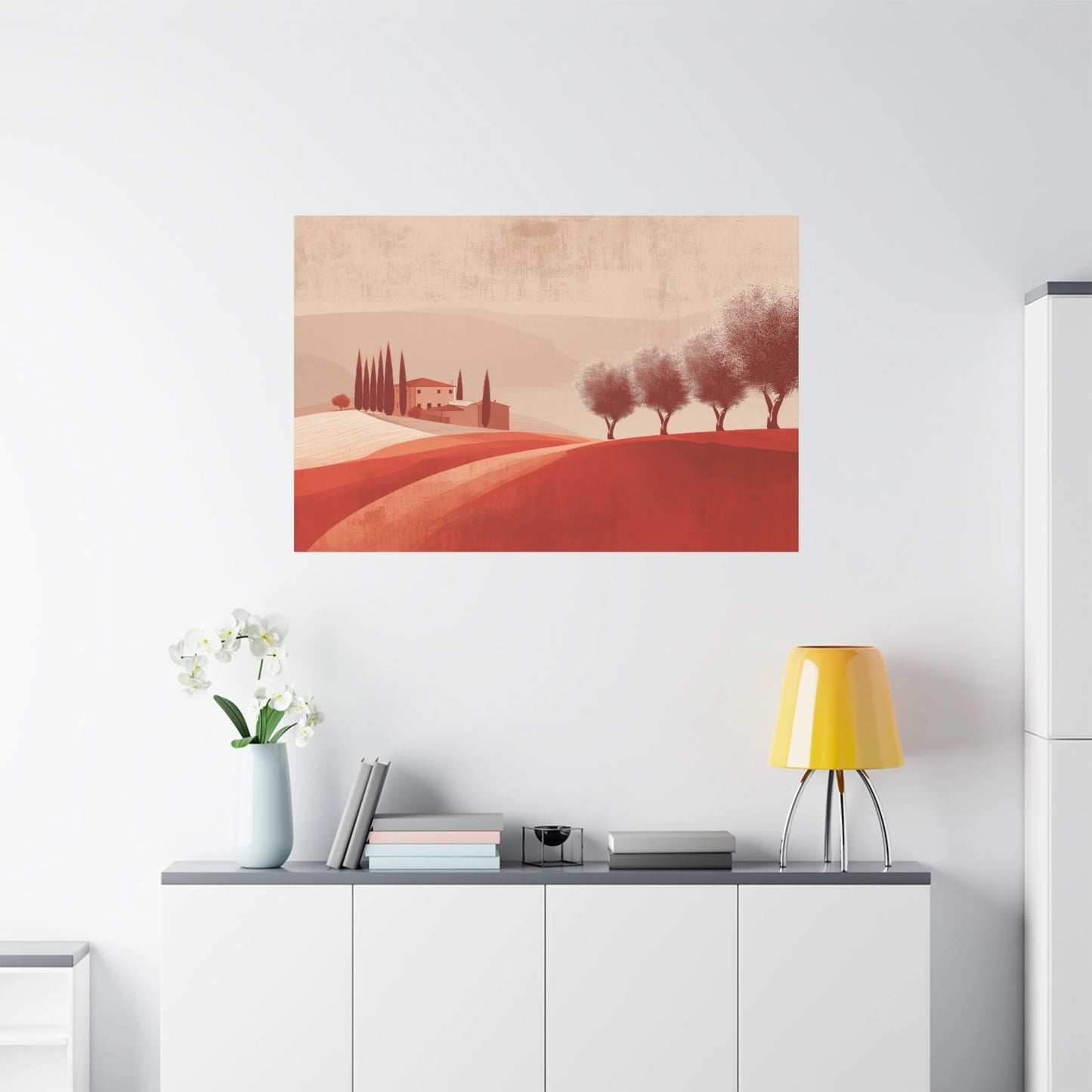 Tableau décoration murale terracotta — paysage toscan format horizontal