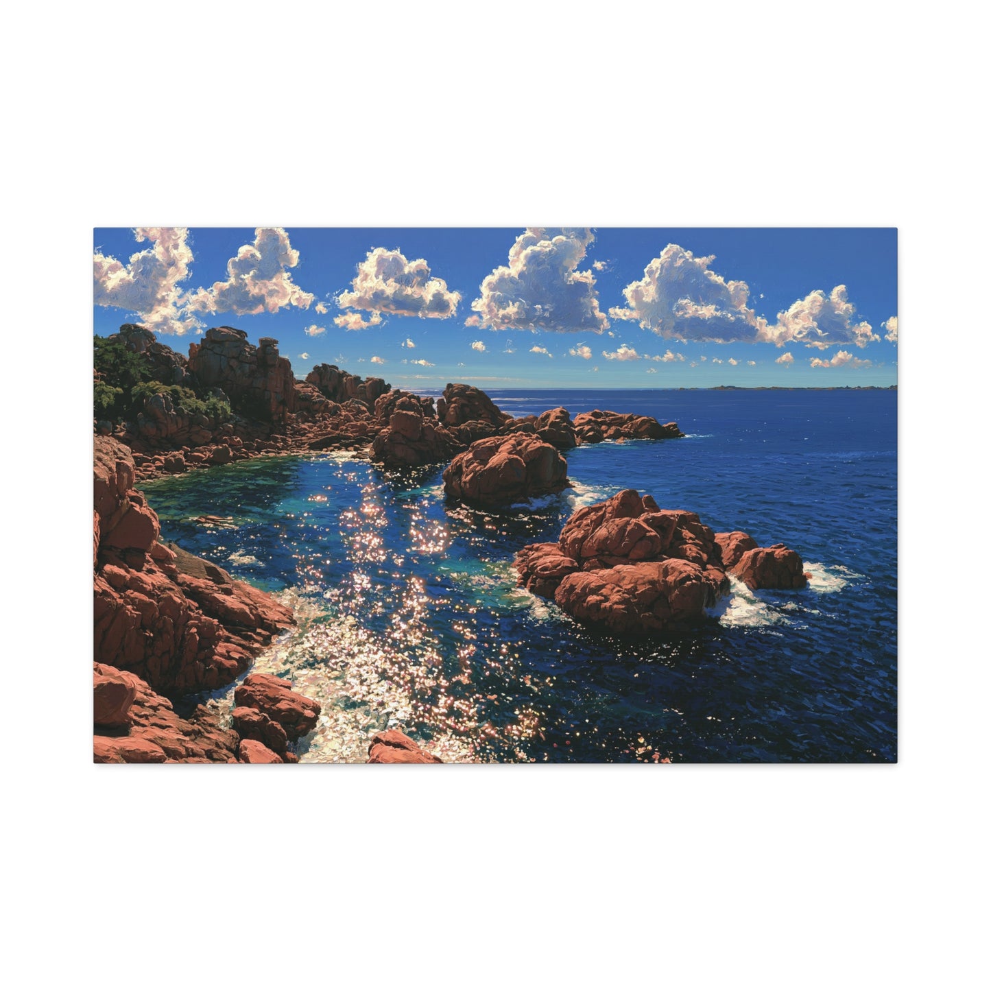 Rochers de granit rose en Bretagne devant une mer bleue lumineuse - Art Virtuoso - vue 4/20