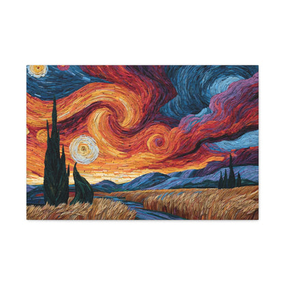 Tableau en Mosaïque Coucher de Soleil - Horizon Impressionniste - intégration salon scandinave