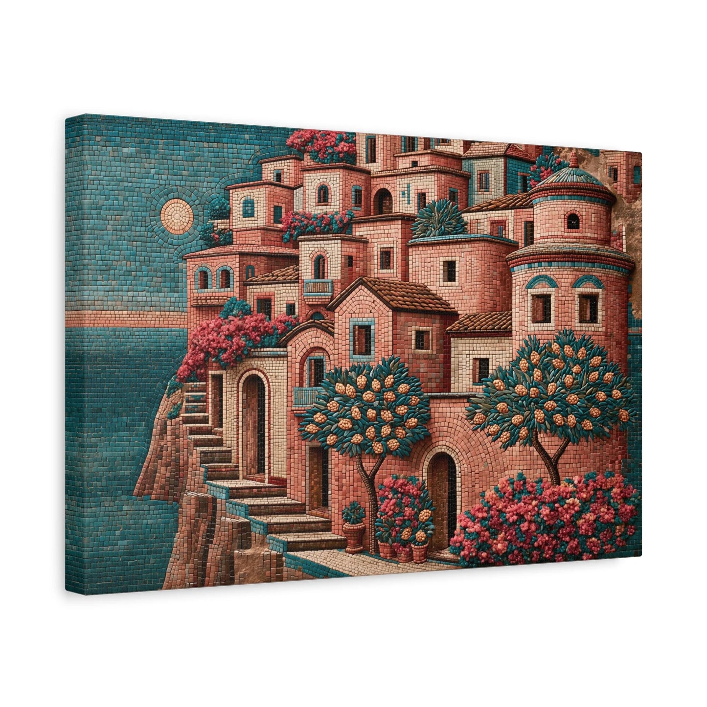 Tableau en Mosaïque Amalfi Ocre - Rivage de Tesselles - ambiance chambre adolescent