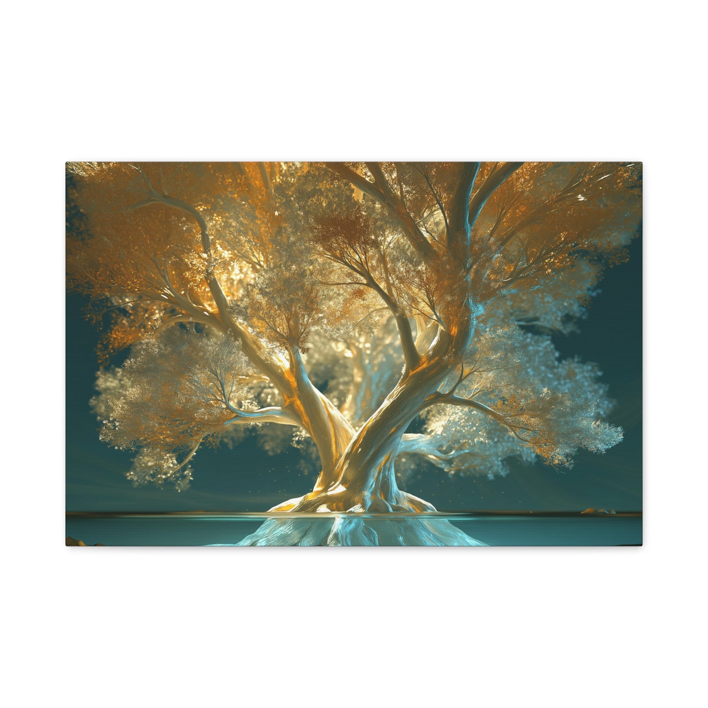 Tableau Gaokerena Arbre de Vie, un arbre blanc rayonnant qui semble surgir d’une mer sombre, format M - Art Virtuoso