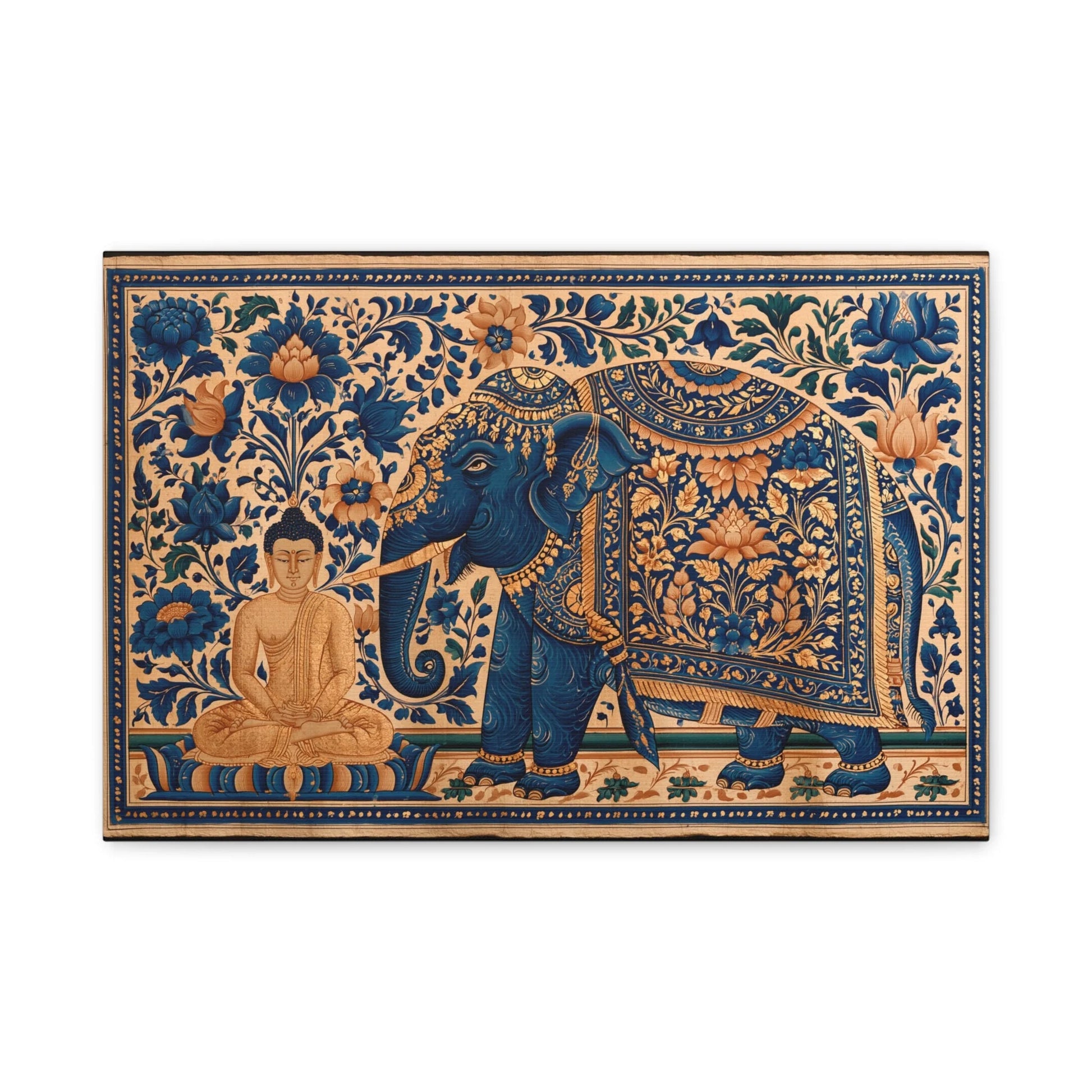 Tableau Bouddha et Éléphant - Miniature Indienne