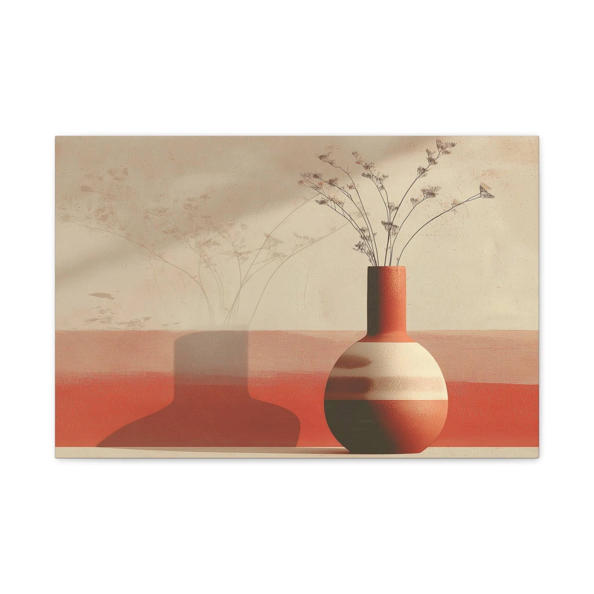 Tableau vase rond terracotta avec branches sèches — vue principale