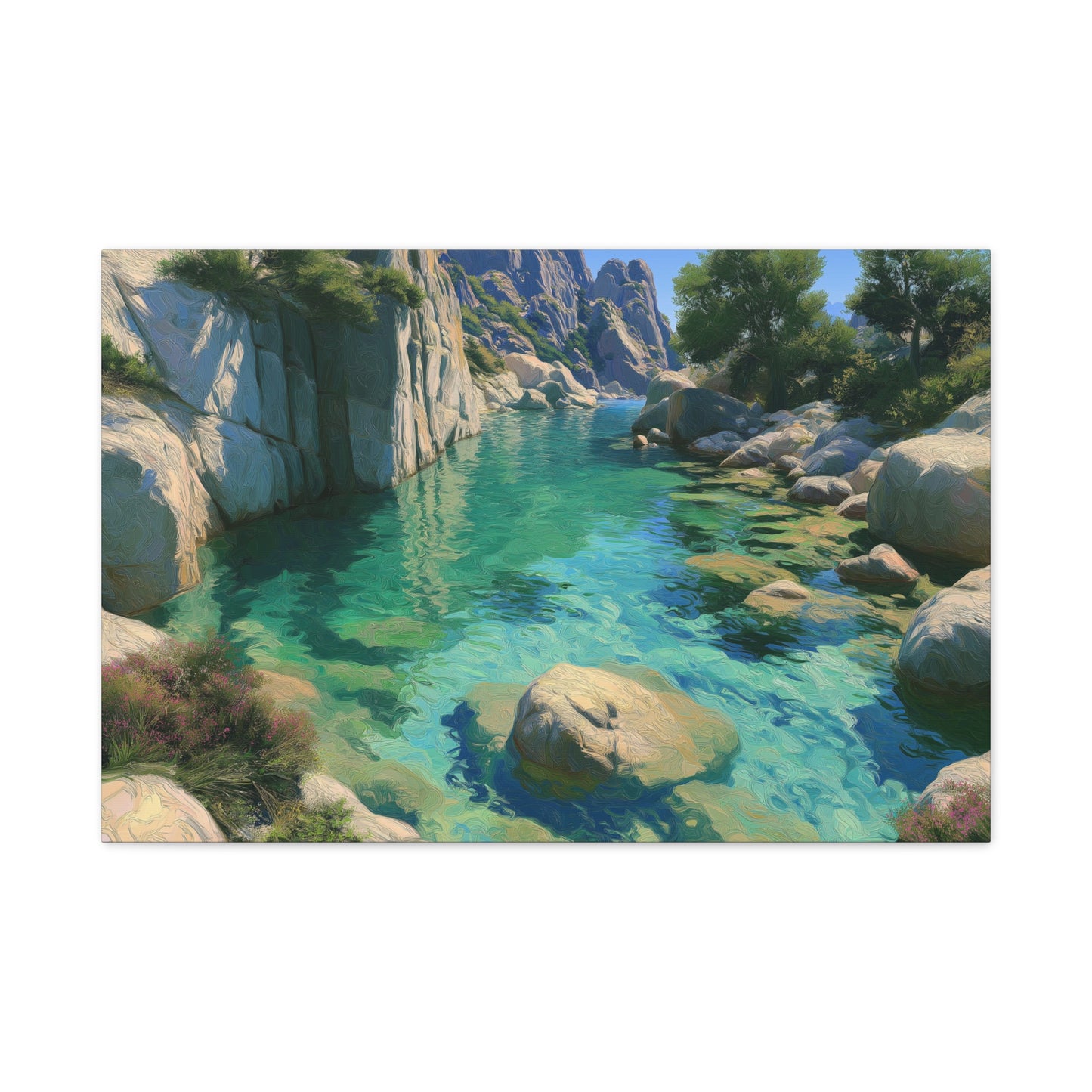 Calanque corse avec eau turquoise transparente et falaises rocheuses - Art Virtuoso - vue 3/20