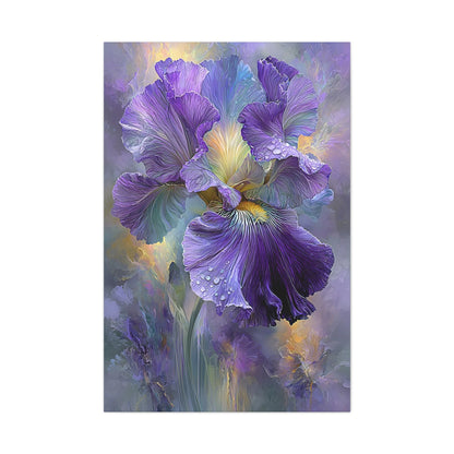 Tableau Tableau iris au-dessus d'une tête de lit