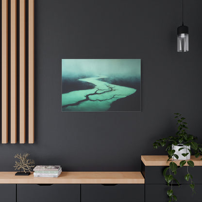 Tableau Méandres vert sauge esprit photographie aérienne