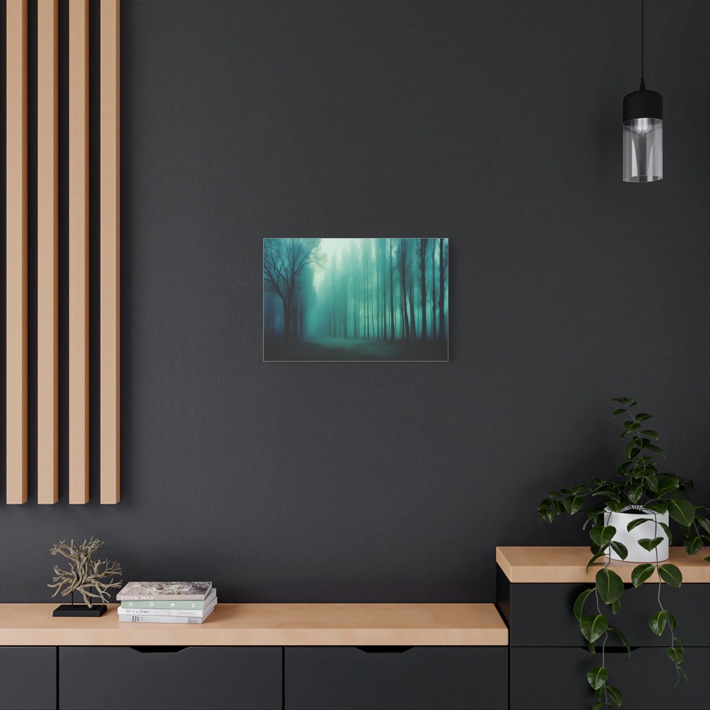 Tableau Détail des troncs verticaux brumeux