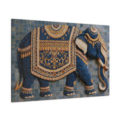 Tableau en Mosaïque Éléphant d’Asie Ornemental - Parade Sacrée - décor monumental espace ouvert