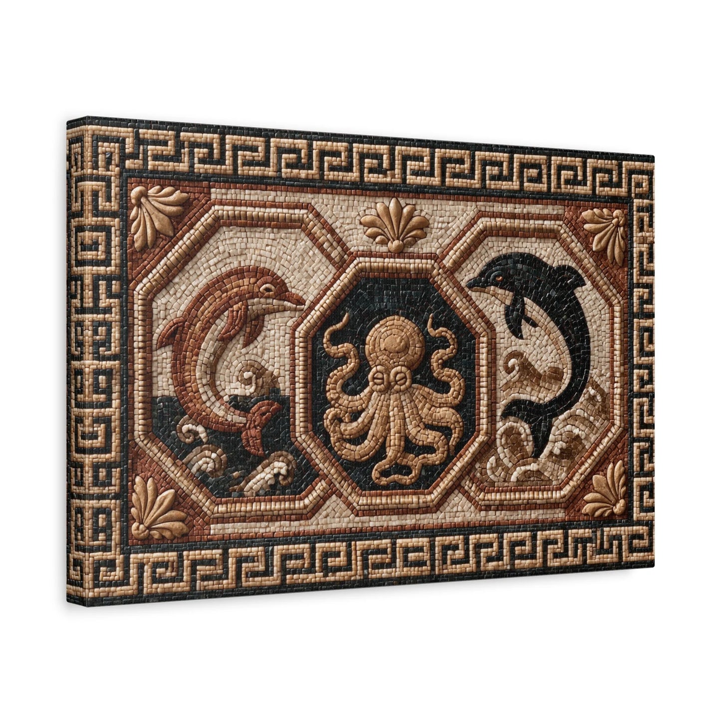 Tableau en Mosaïque Grecque Géométrique - Méandres d’Azur - ambiance chambre adolescent