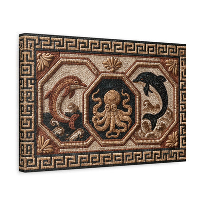 Tableau en Mosaïque Grecque Géométrique - Méandres d’Azur - ambiance chambre adolescent