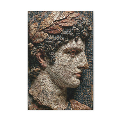 Tableau en Mosaïque Buste Grec Antique - Profil de Marbre - vue mur blanc minimaliste