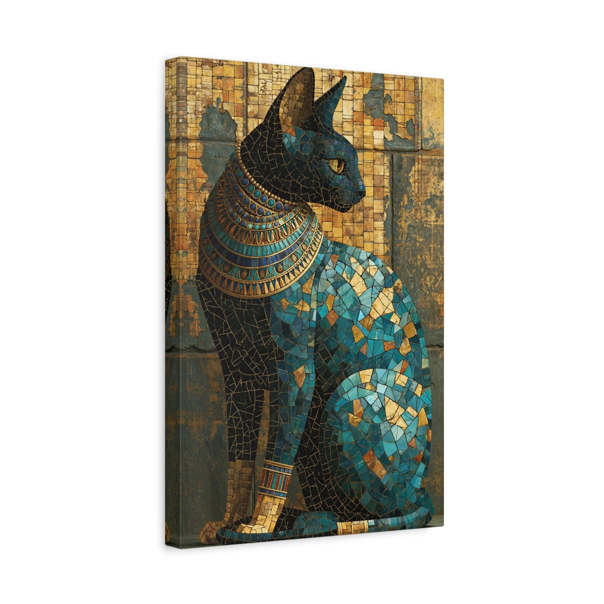 Tableau en Mosaïque Chat Égyptien Bastet - Gardienne du Nil - ambiance chambre adolescent