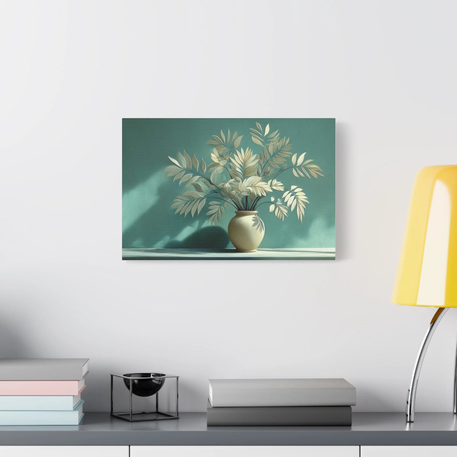 Tableau Vert sauge clair dans une chambre lumineuse