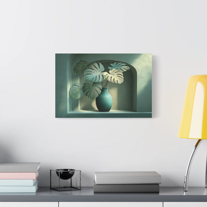 Tableau Monstera vert sauge foncé dans un hall d'hôtel
