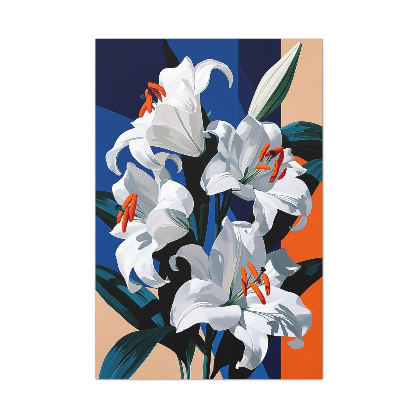 Tableau Nature Morte Lys Blancs Botanique - Épure Florale - mise en scène entrée moderne