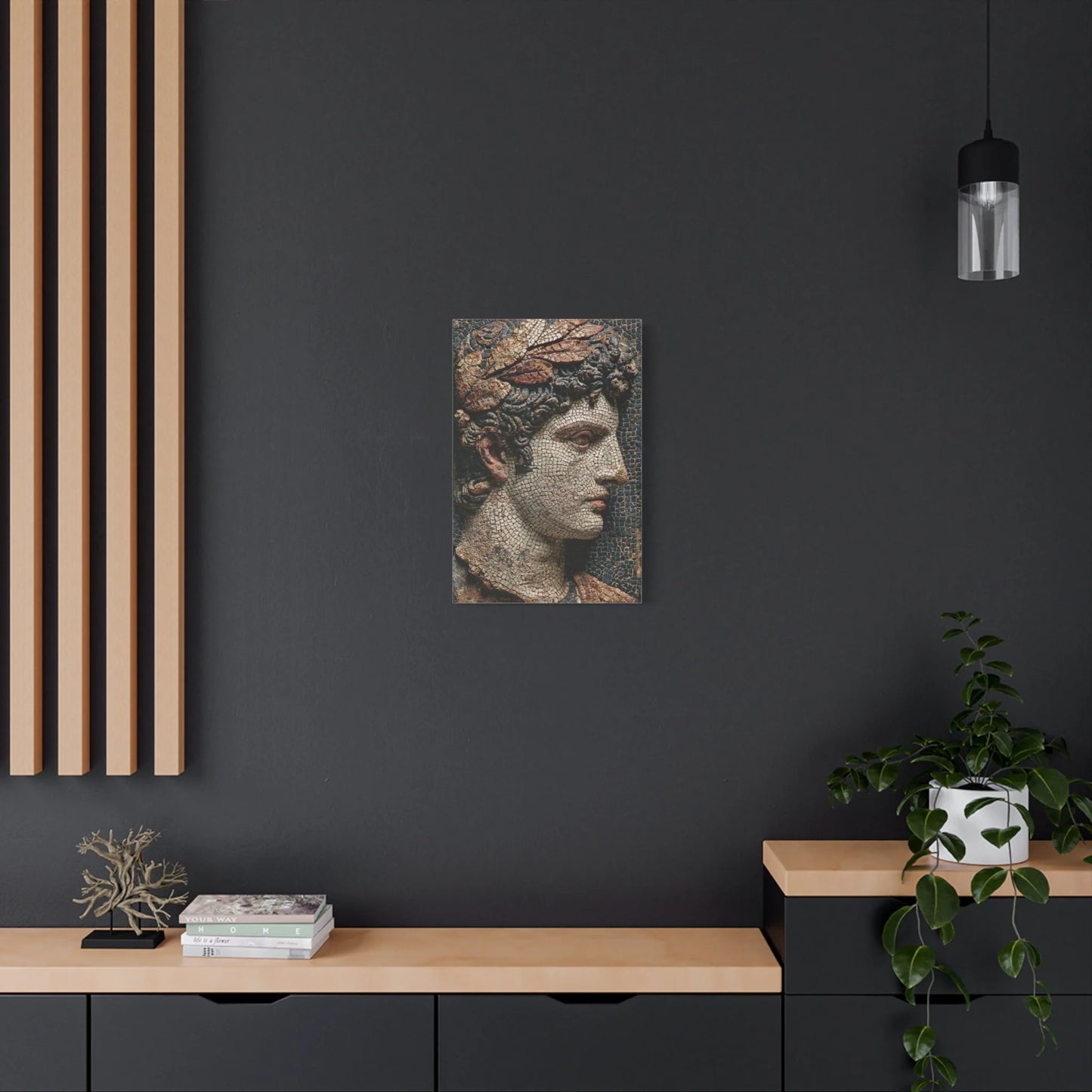 Tableau en Mosaïque Buste Grec Antique - Profil de Marbre - décor pièce à vivre lumineuse