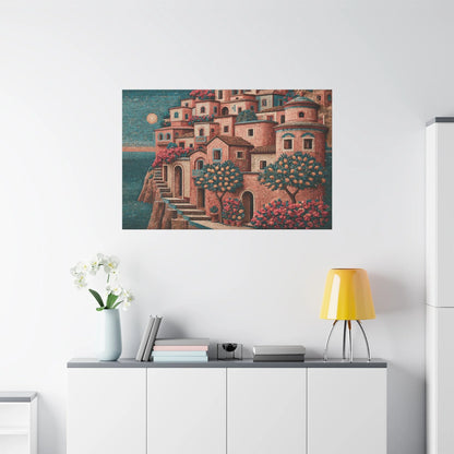 Tableau en Mosaïque Amalfi Ocre - Rivage de Tesselles - vue mur grande hauteur